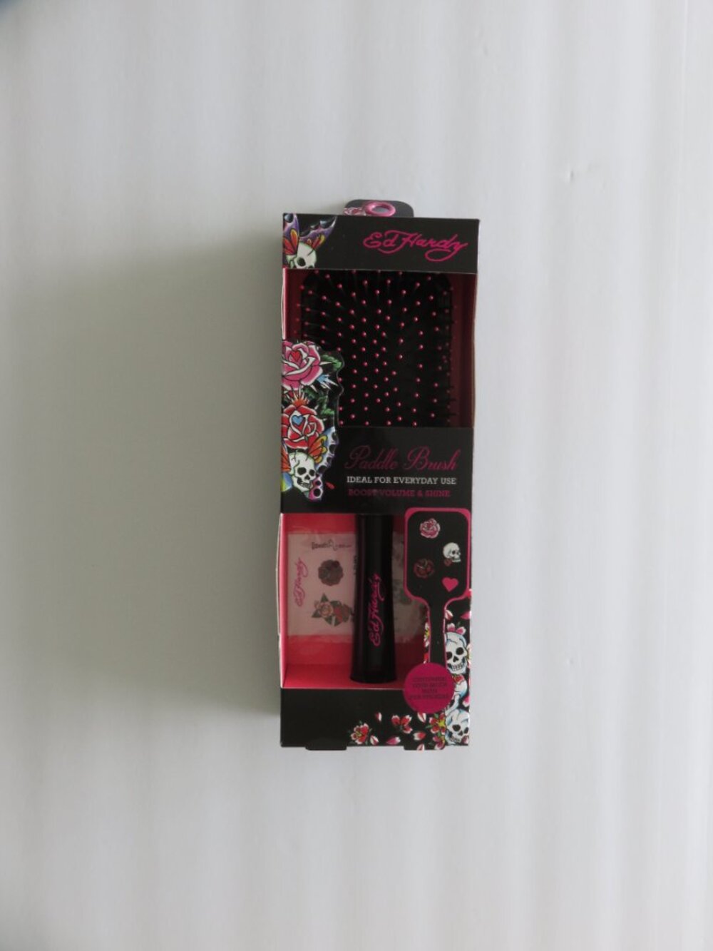 (#132) ED HARDY Paddle W Stickers Hair Brush - Picture 2 of 7